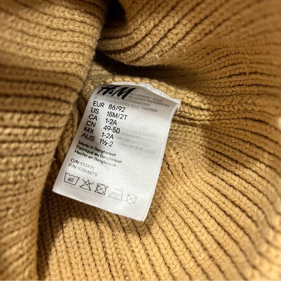 H&M Yellow Beige Rib-Knit Ears Hat Toque 18M/2T - Picture 5 of 5